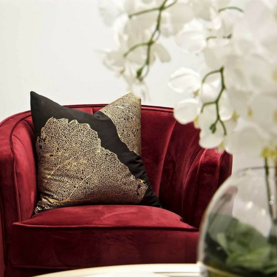 Furnishings * | Bandhini Bone Leaf Black Cushion 55X55Cm On Sale