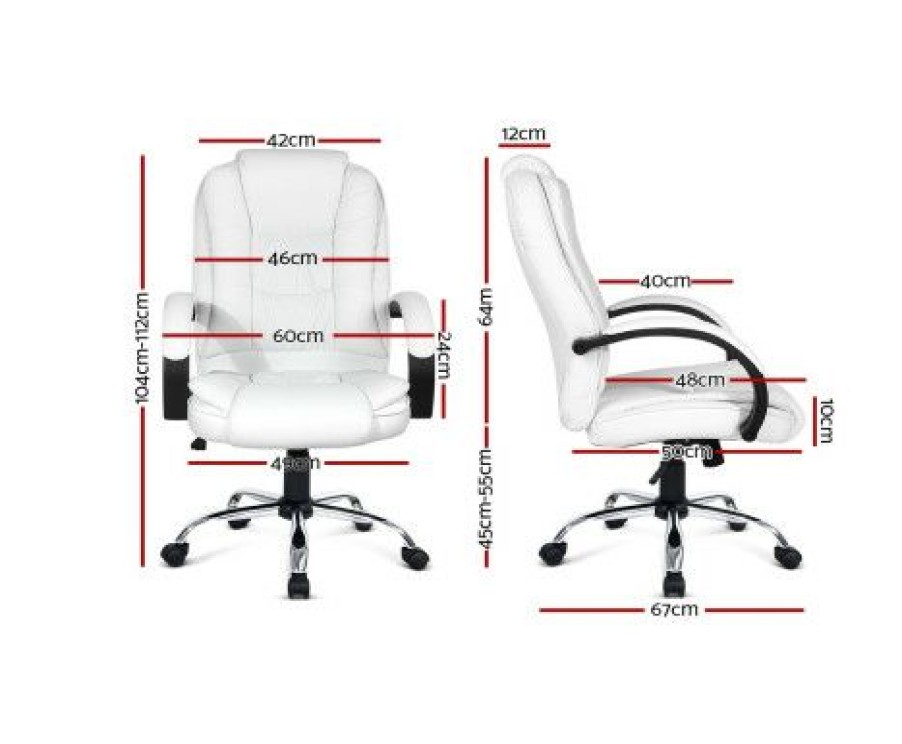 Furnishings * | Home Office Design Pu Padded Desk Chair White New Arrivals