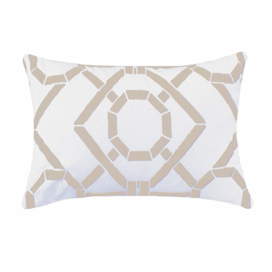 Furnishings * | Bandhini Bamboo Hedge Lumber White Cushion 35X55Cm Less Expensive