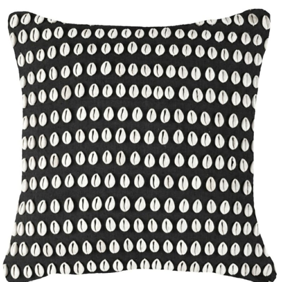 Furnishings * | Bandhini Shell Kauri Black Cushion 50X50Cm On Sale