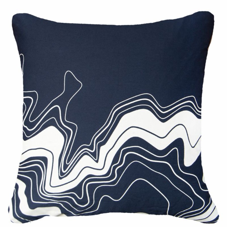 Furnishings * | Bandhini Earth Latitude Lounge Navy Cushion 55X55Cm Clearance