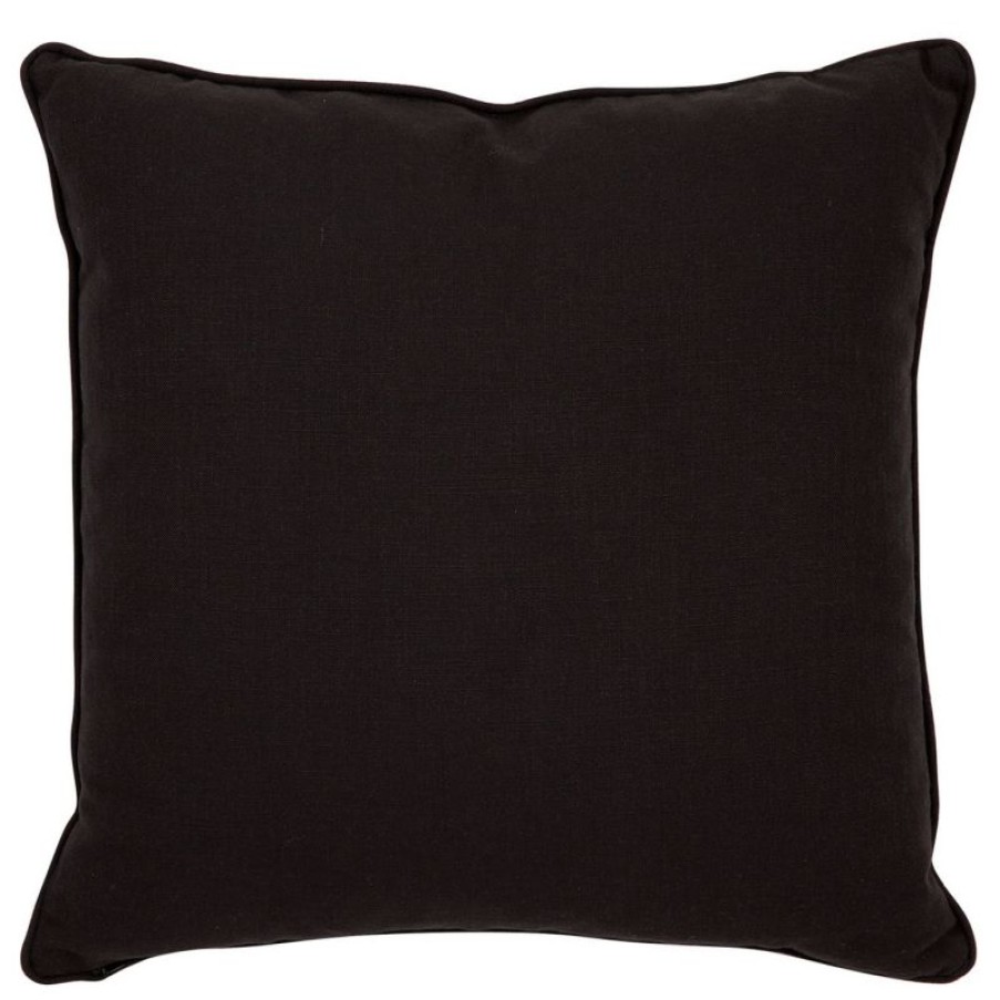 Furnishings * | Cafe Lighting Libby Square Feather Cushion Black Linen Fire Sale