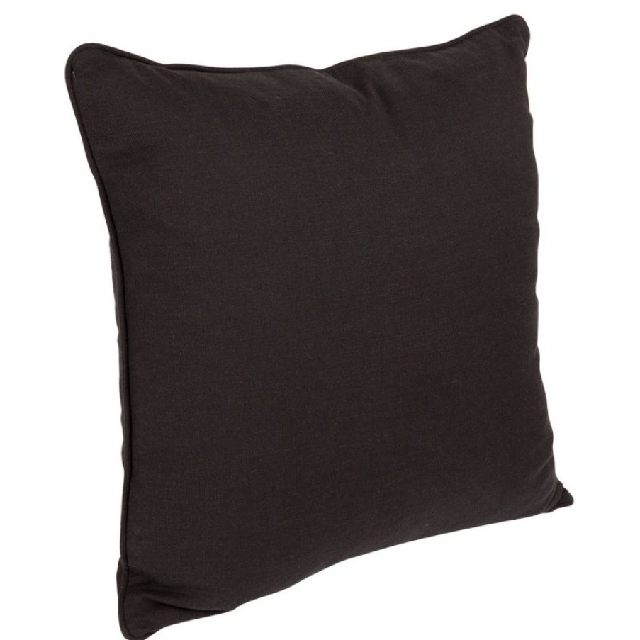 Furnishings * | Cafe Lighting Libby Square Feather Cushion Black Linen Fire Sale