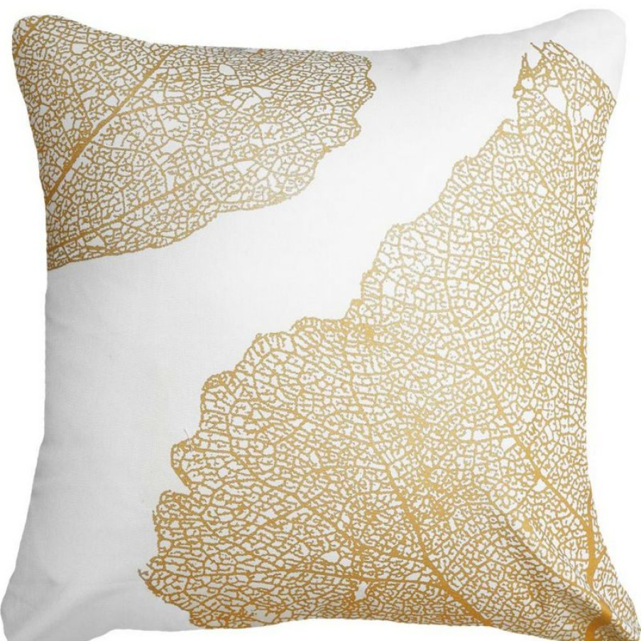 Furnishings * | Bandhini Bone Leaf White Cushion 55X55Cm Shop