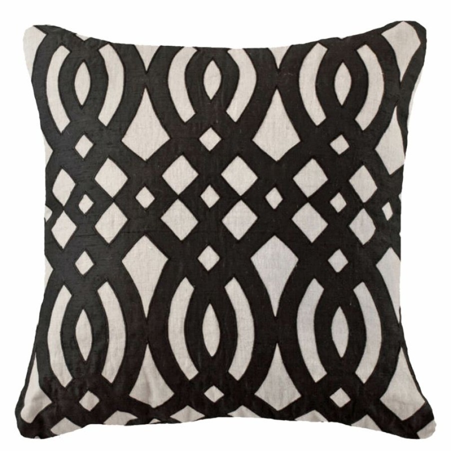 Furnishings * | Bandhini Inter Diamond Scroll Black Cushion 55X55Cm Excellent Quality