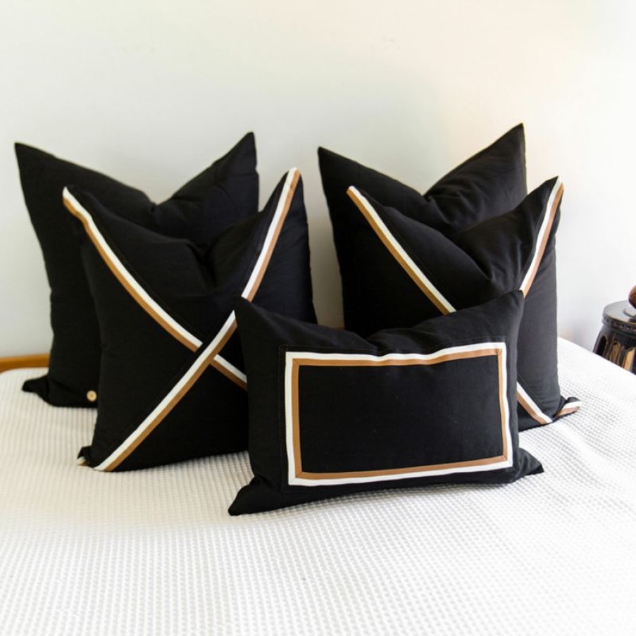 Furnishings * | Bandhini Braid Cayman Lumber Black Cushion 35X55Cm New Arrivals