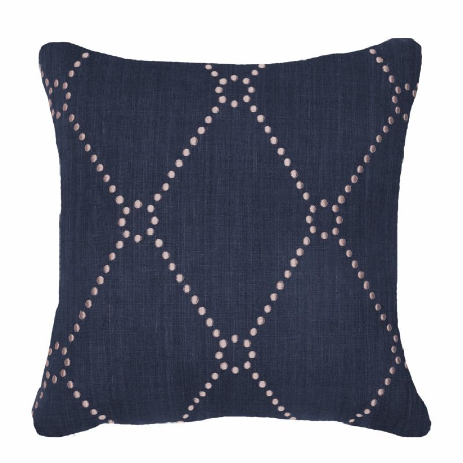 Furnishings * | Bandhini Dot Diamond Navy Cushion 50X50Cm Nice Style