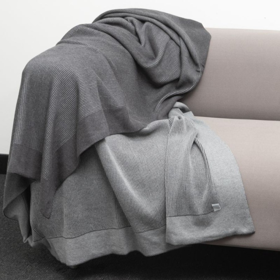 Furnishings * | Bemboka Pure Soft Cotton Throw Reversible Rib Charc/Grey Opening Sales