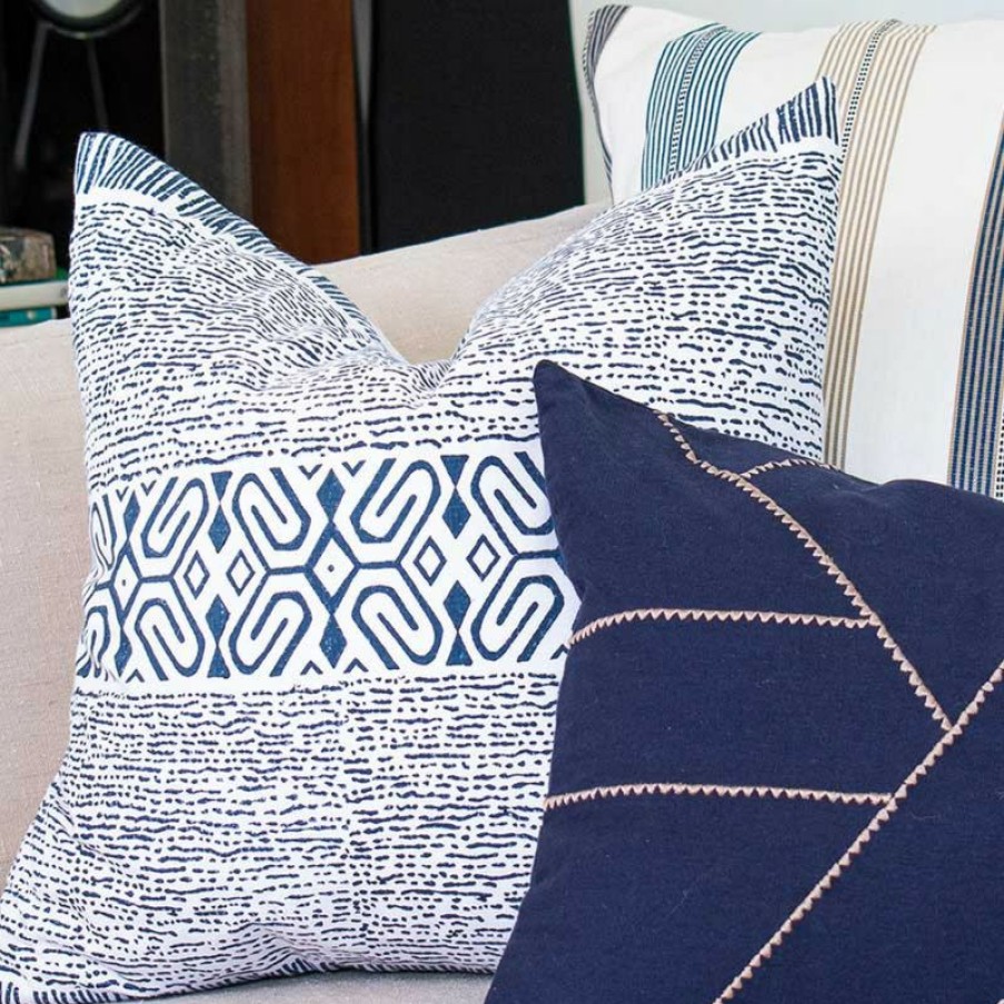 Furnishings * | Bandhini Arrow Inner Paths Navy Cushion 55X55Cm Fire Sale