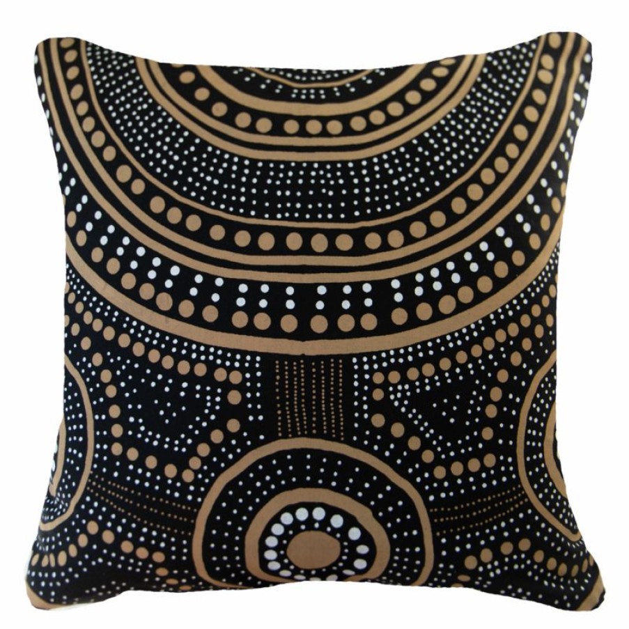 Furnishings * | Bandhini Dreamtime Dot Rainbow Black Cushion 55X55Cm Top Selling