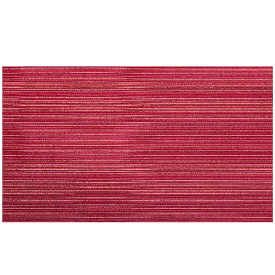 Furnishings * | Chilewich Skinny Stripe Shag Indoor/Outdoor Mat Raspberry Clearance