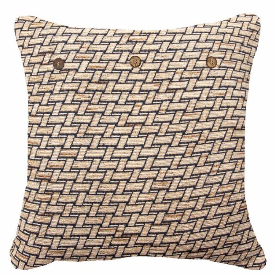 Furnishings * | Bandhini Weave Bamboo Black Cushion 55X55Cm Shop