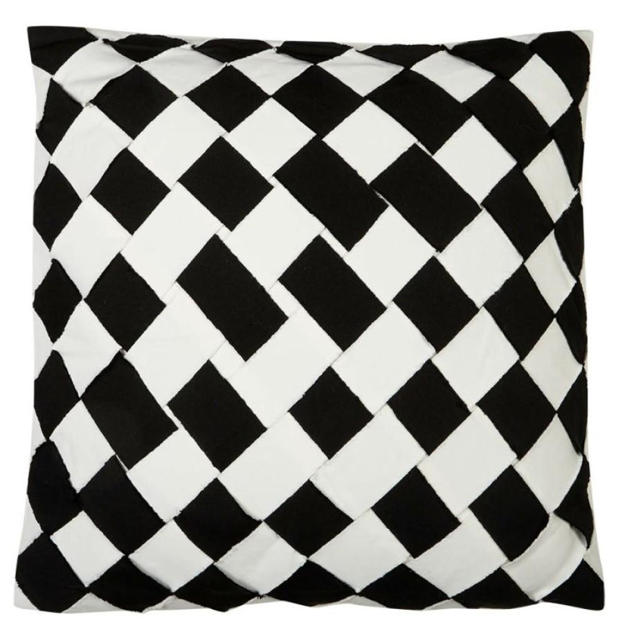 Furnishings * | Sunbrella Black/White Diamond Basketweave Cushion 52X52Cm Best Quality