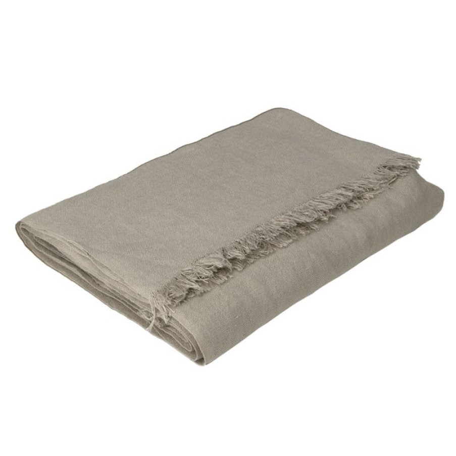 Furnishings * | Teixidors Plaid Linen Maxi Throw Rug Fume Grey New Arrivals