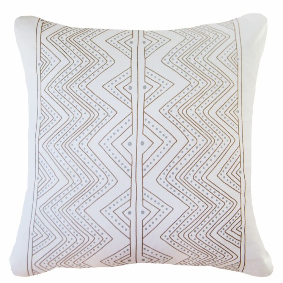 Furnishings * | Bandhini Dreamtime Zig Zag Stripe White Cushion 55X55Cm Affordable Price