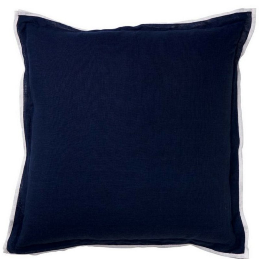 Furnishings * | Paloma Linen Navy Edge 50X50Cm Discounts Online