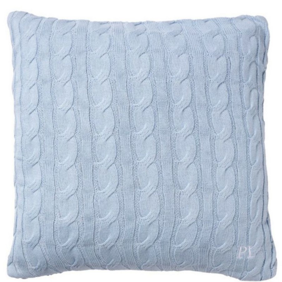 Furnishings * | Paloma Cable Knit Cushion Sky Blue 50X50Cm Fire Sale