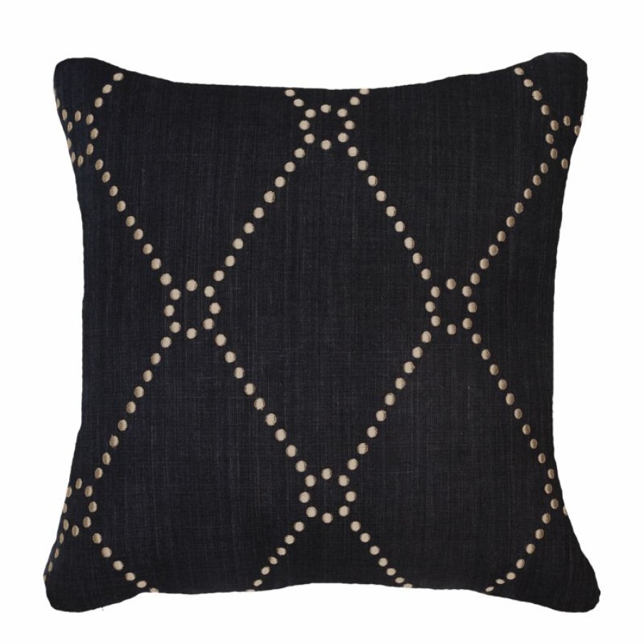 Furnishings * | Bandhini Dot Diamond Black Cushion 50X50Cm Promotion