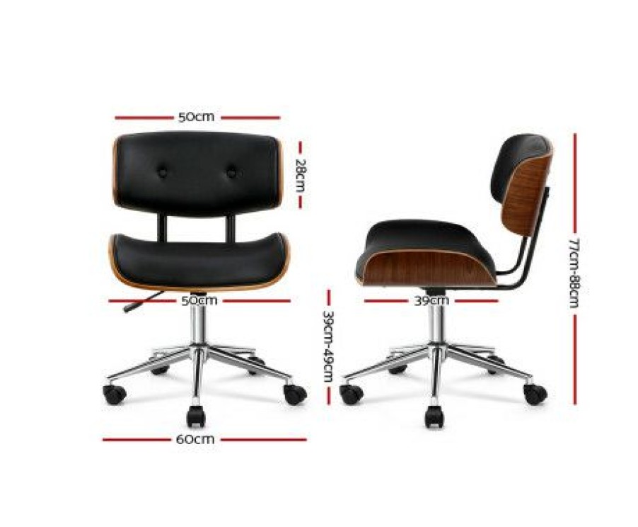 Furnishings * | Home Office Design Office Chair Wooden & Pu Chair Black Excellent