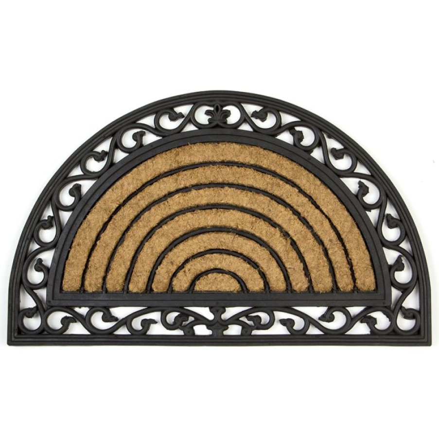 Furnishings * | Kenware Coir Rubber Scroll Half Round Doormat 45X75Cm Promotions