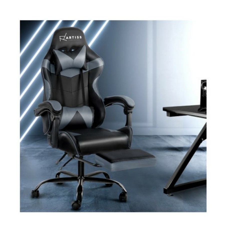 Furnishings * | Home Office Design Reclining Chair With Footrest Pu Grey Best Quality