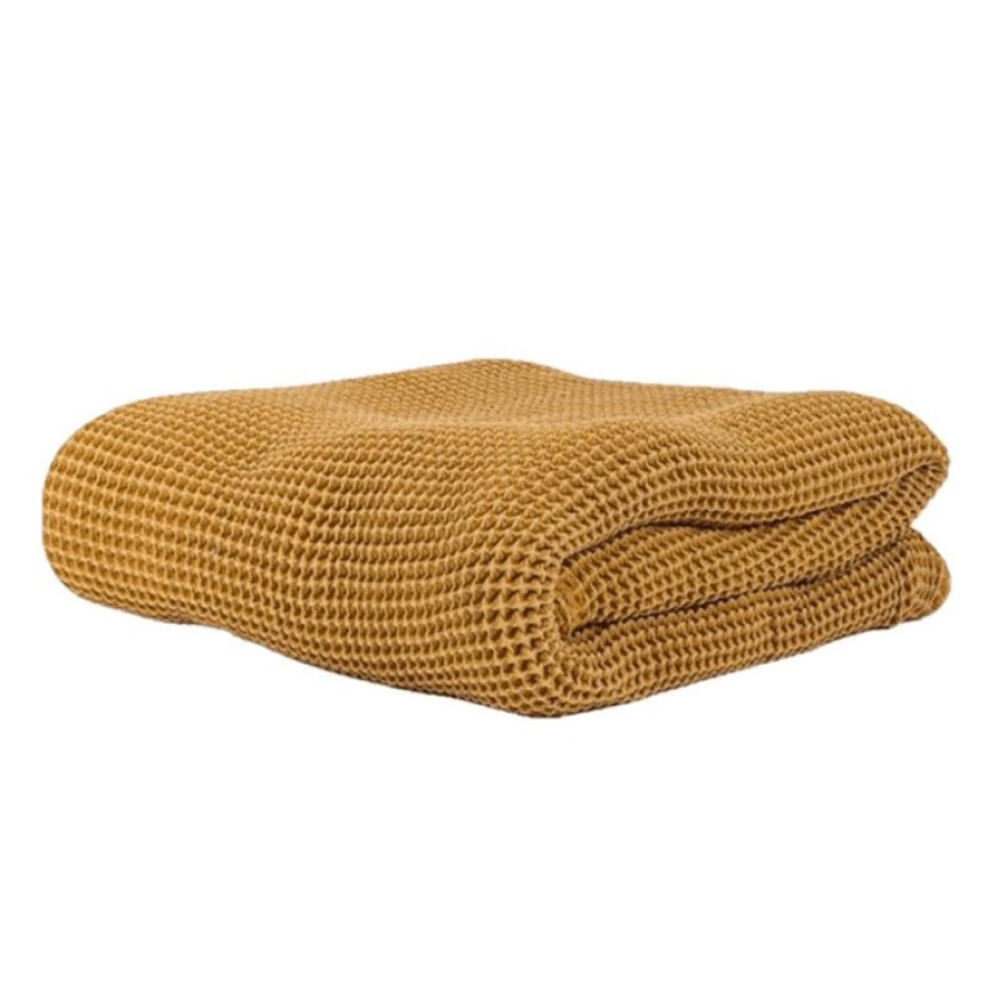 Furnishings * | Papaya Claude Fleece Waffle Throw Mustard 130X170Cm Excellent Quality