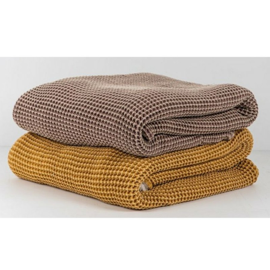 Furnishings * | Papaya Claude Fleece Waffle Throw Mustard 130X170Cm Excellent Quality