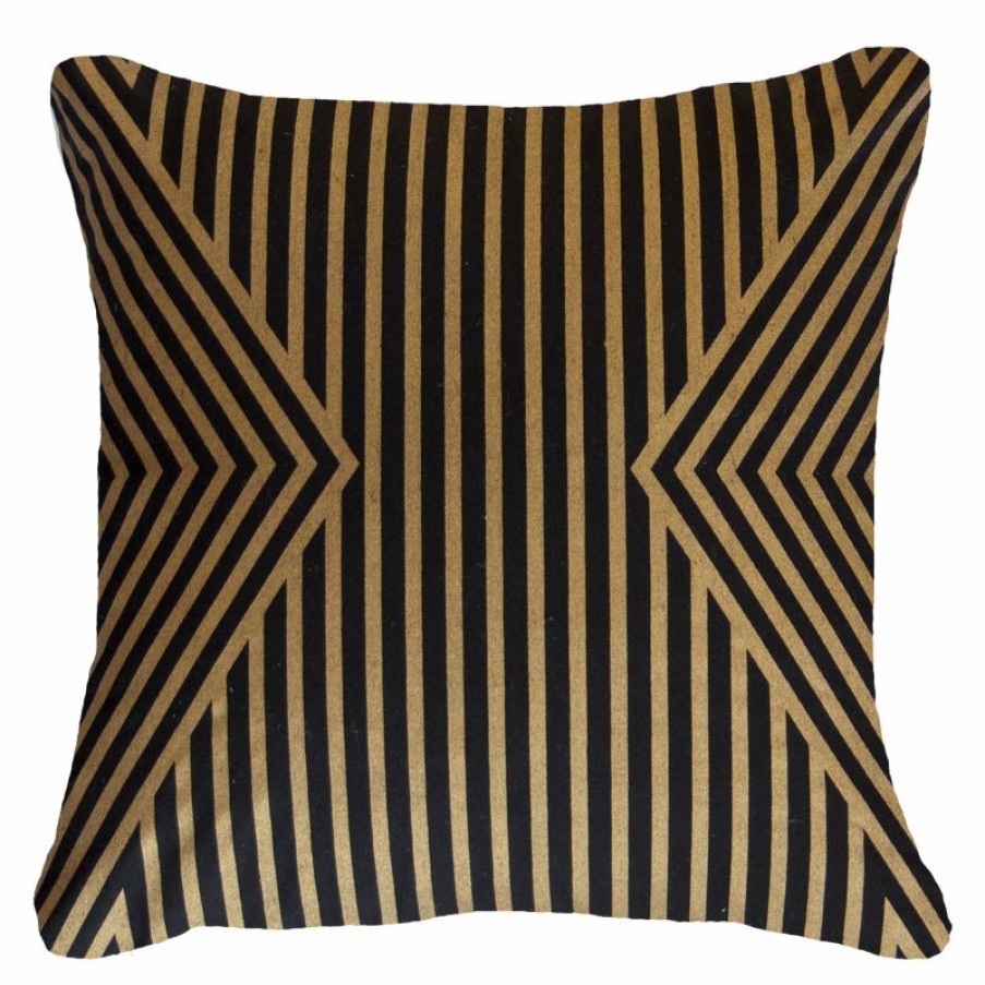 Furnishings * | Bandhini Parasol Black And Gold Cushion 55X55Cm Simple Drawing