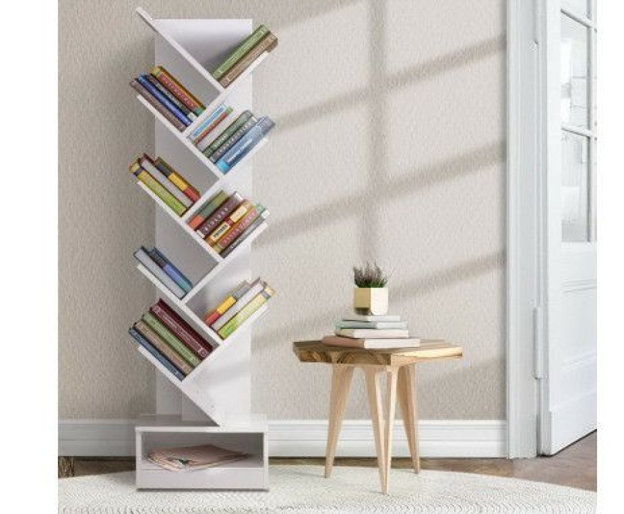 Furnishings * | Home Office Design Display Shelf 9-Shelf Bookshelf White Affordable Price