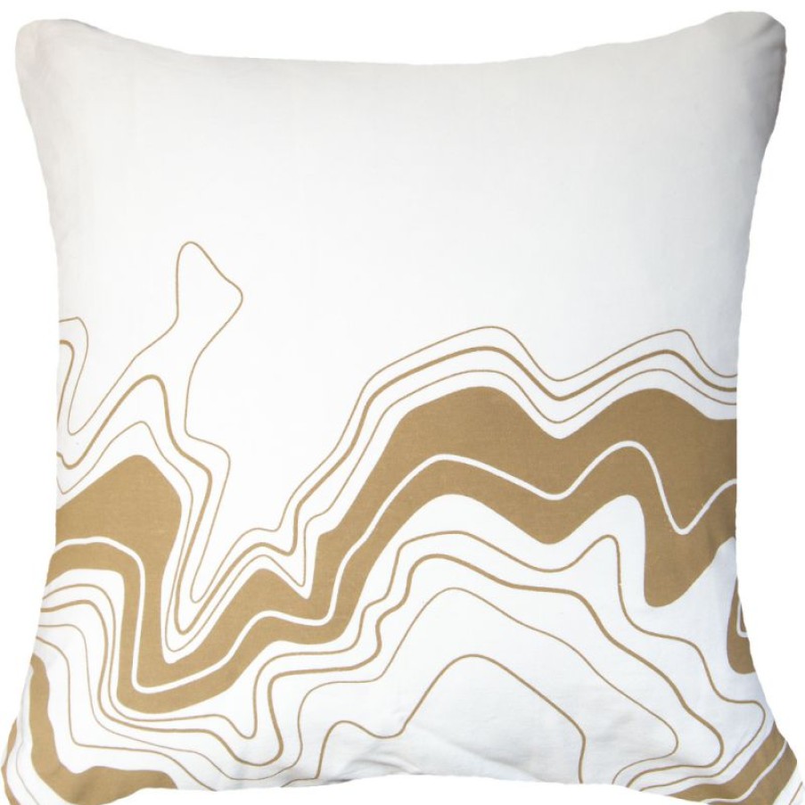 Furnishings * | Bandhini Earth Latitude White Natural Cushion 55X55Cm Excellent Quality