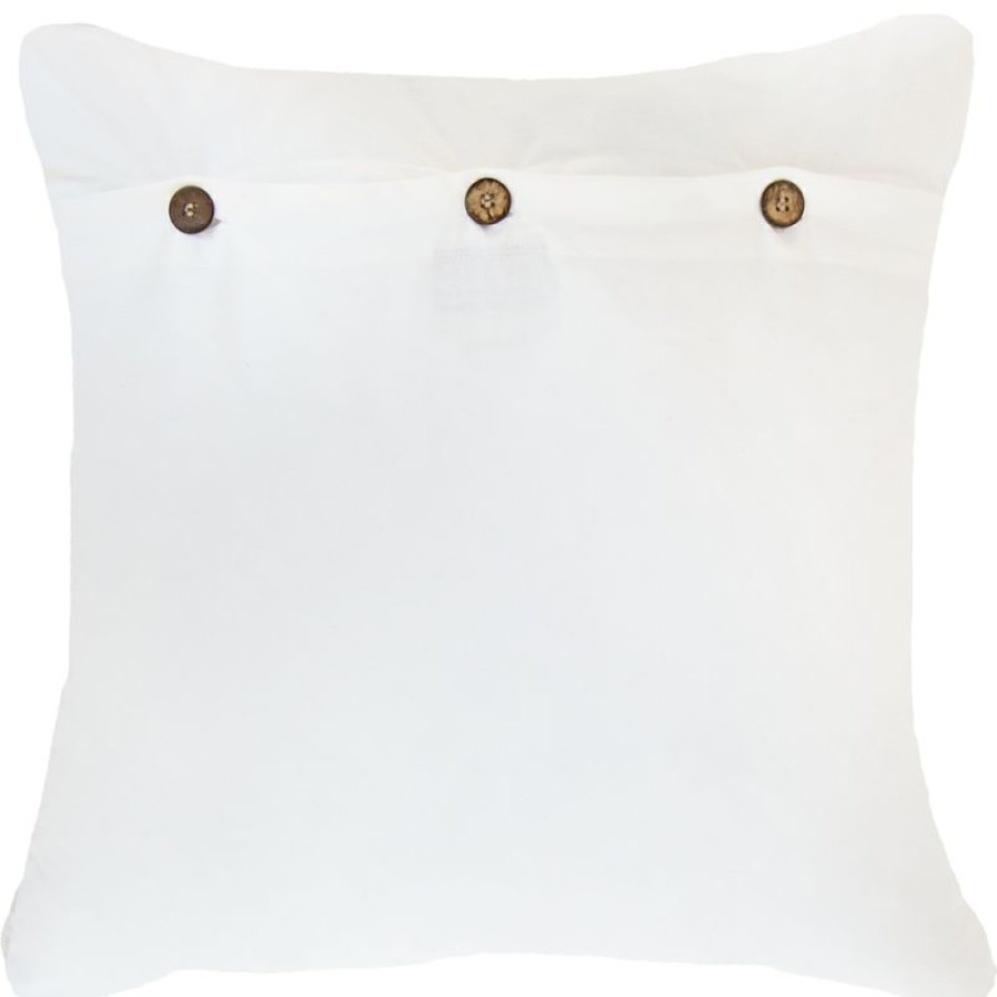 Furnishings * | Bandhini Earth Latitude White Natural Cushion 55X55Cm Excellent Quality