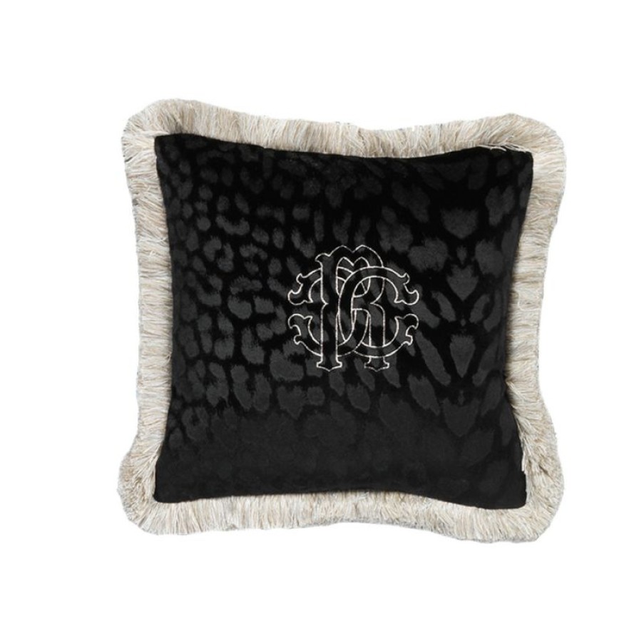 Furnishings * | Roberto Cavalli Monogram Cushion Black 40X40Cm Excellent