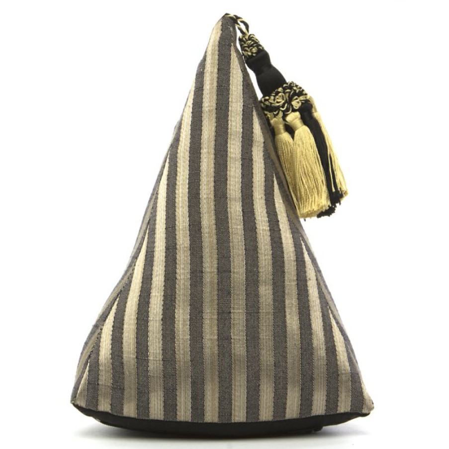 Furnishings * | Eastbourne Art Pyramid Doorstop Silver Stripe Promotion