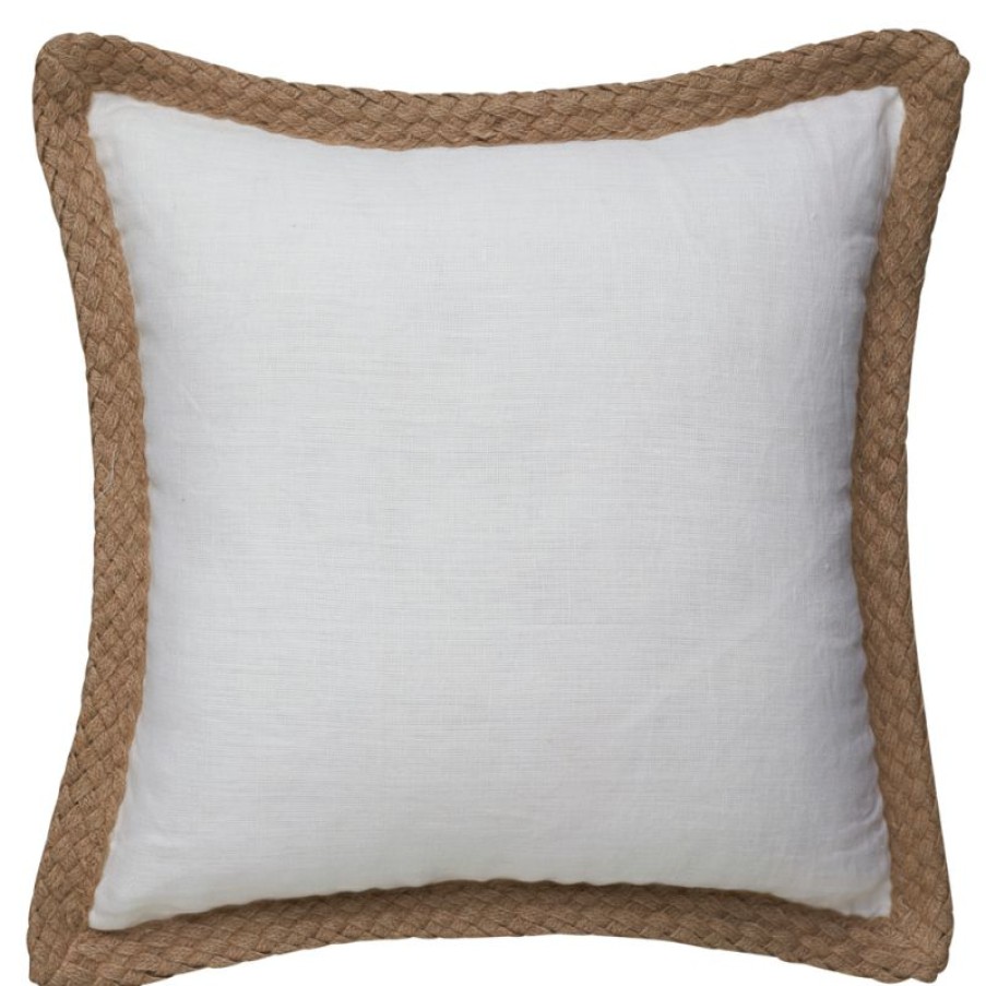 Furnishings * | Paloma Jute Linen Cushion White 50X50Cm Excellent Quality