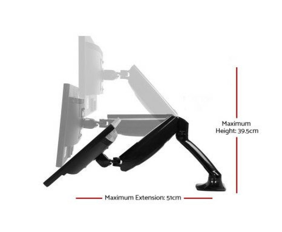 Furnishings * | Home Office Design Monitor Arm Mount Dual Gas Black At Low Price