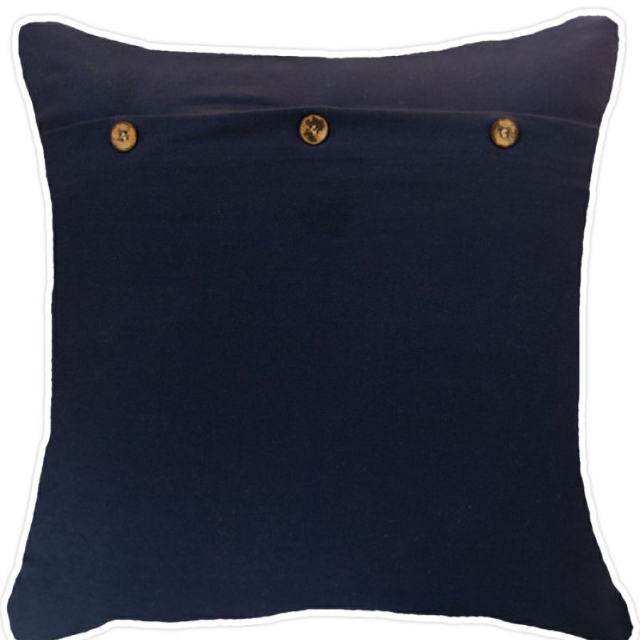 Furnishings * | Bandhini Inter Hexagon Scroll Sash Navy Cushion 55X55Cm Excellent