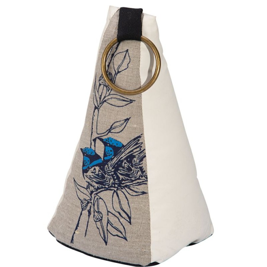 Furnishings * | Eastbourne Art Pyramid Doorstop Brass Ring Blue Wrens Simple Drawing