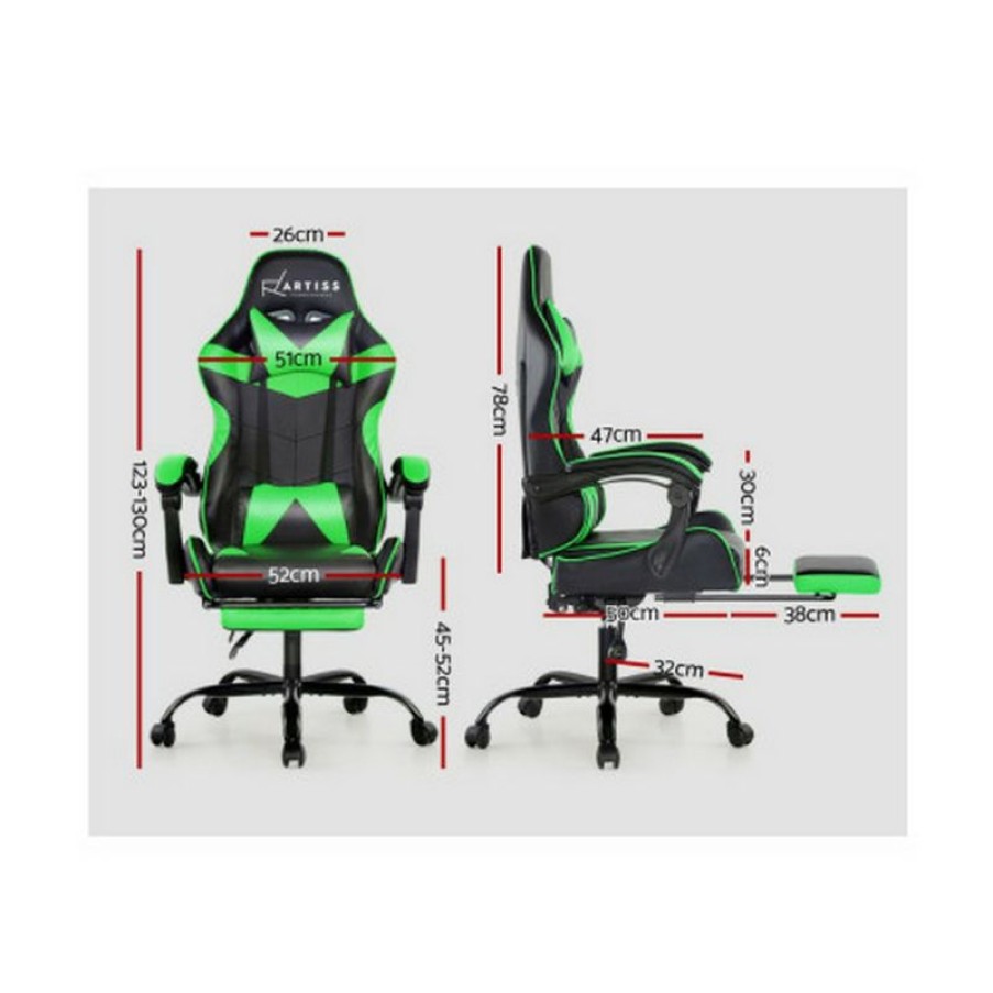 Furnishings * | Home Office Design Reclining Chair With Footrest Pu Green Affordable Price