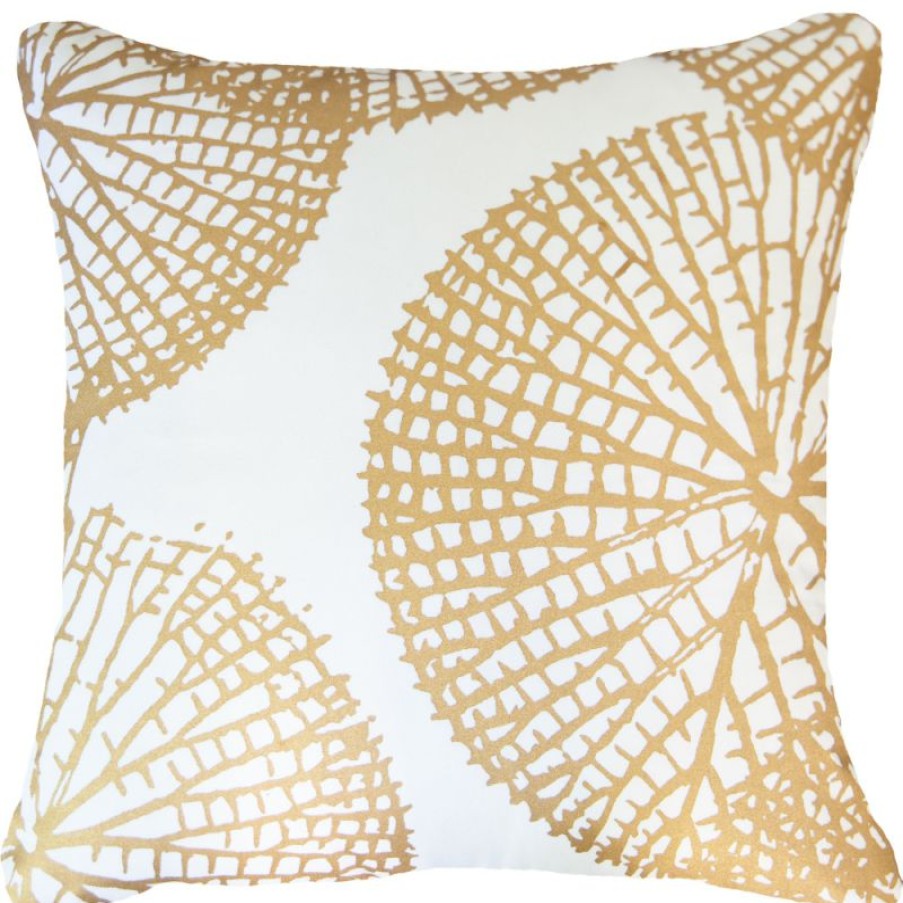 Furnishings * | Bandhini Bone Lily Pad White Cushion 55X55Cm Less Expensive