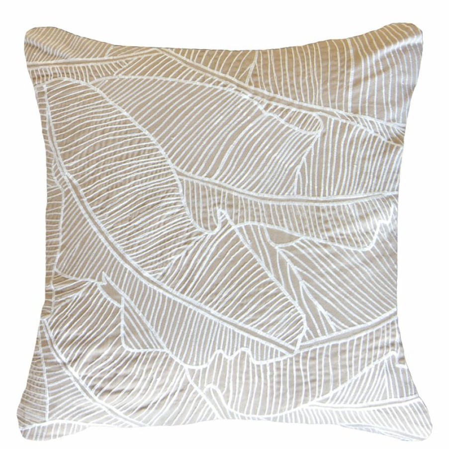 Furnishings * | Bandhini Rake Palm Natural Cushion 55X55Cm Excellent Quality