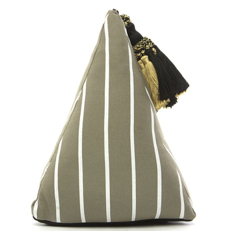 Furnishings * | Eastbourne Art Pyramid Doorstop Taupe Stripe Less Expensive