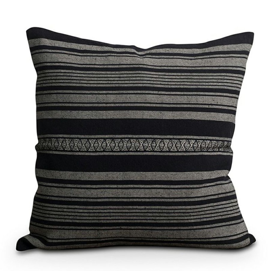 Furnishings * | Lexington Striped Linen Cotton Sham Navy & Grey 50X50Cm Discounts Online