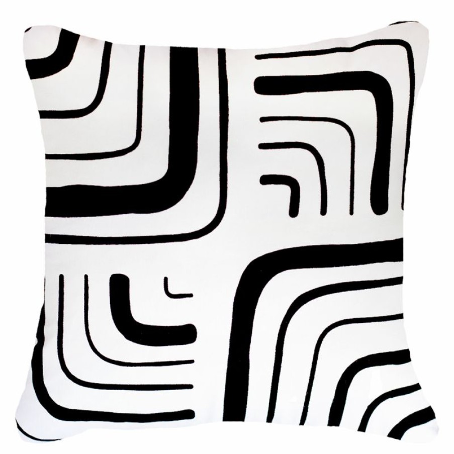 Furnishings * | Bandhini Para Angle White And Black Cushion 55X55Cm Excellent Quality