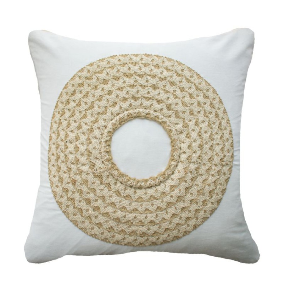 Furnishings * | Bandhini African Badge White Cushion 50X50Cm Simple Drawing