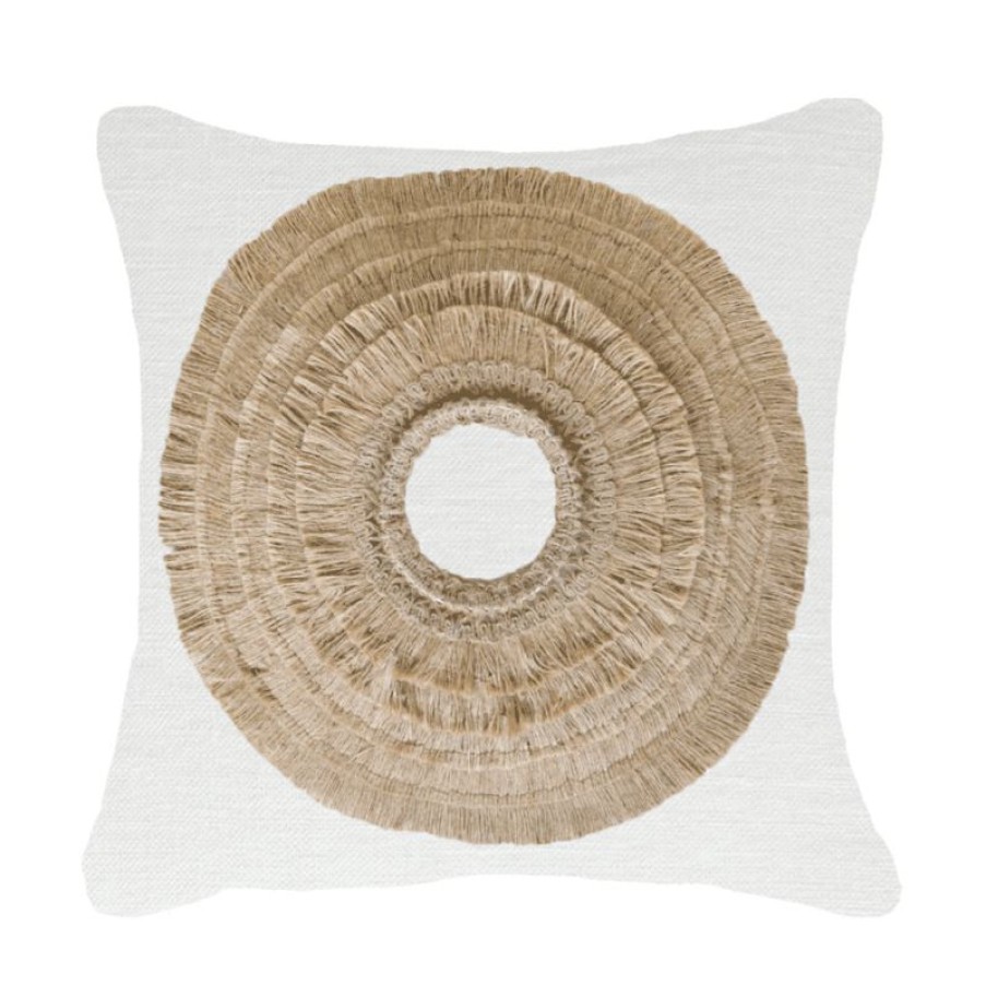 Furnishings * | Bandhini African Shield White Cushion 50X50Cm Simple Drawing