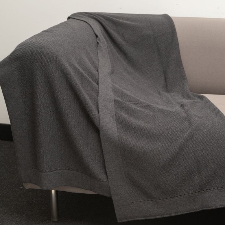 Furnishings * | Bemboka Pure Cotton Throw Trieste Charcoal At Low Price