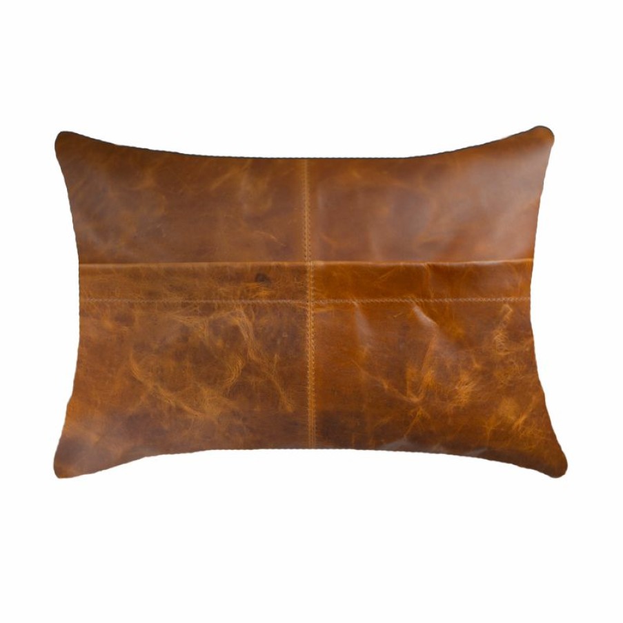 Furnishings * | Bandhini Leather Cross Lumber Cushion 35X55Cm Less Expensive