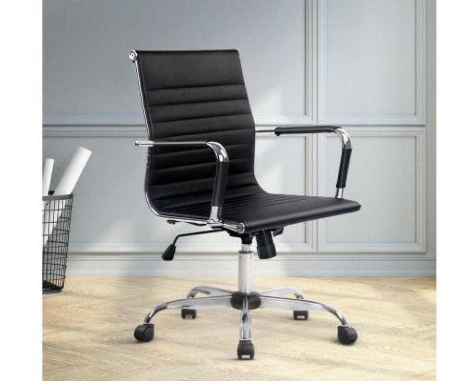 Furnishings * | Home Office Design Gaming Desk Chairblack Mid Back Clearance