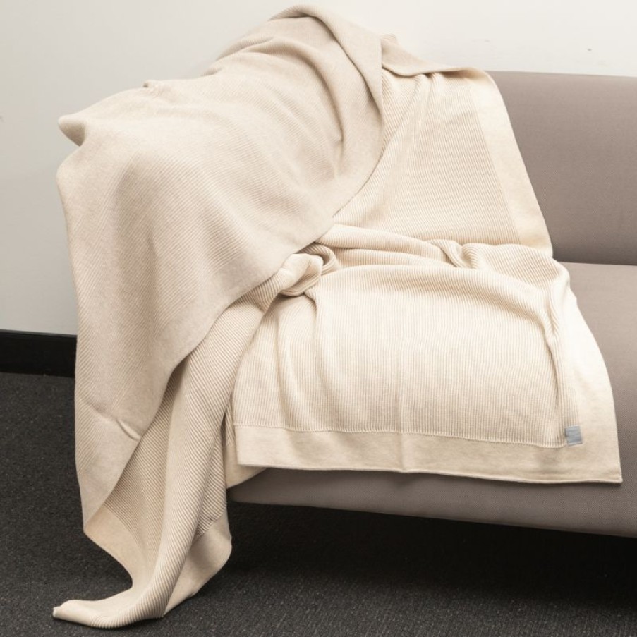 Furnishings * | Bemboka Pure Soft Cotton Throw Reversible Rib Wheat/Sand Fascinating Model