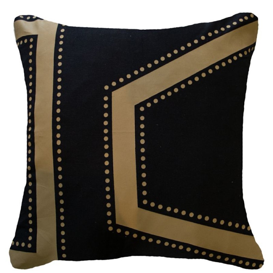 Furnishings * | Bandhini Dot Edge Black Cushion 55X55Cm Nice Style